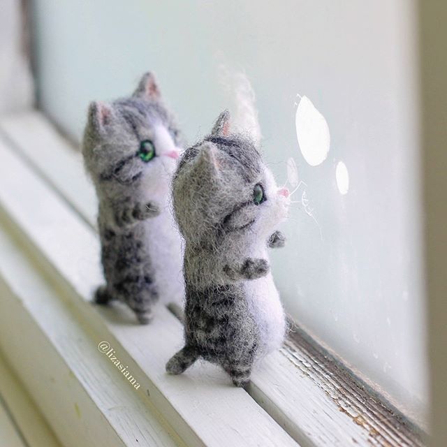 给猫猫做了一个羊毛毡,女生用羊毛毡自制仿真猫咪