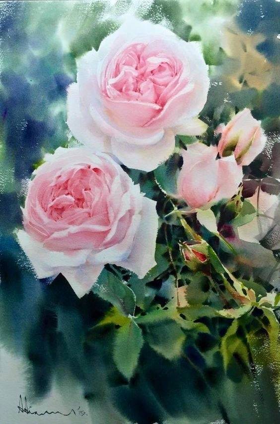 波兰画家水彩花卉,泰国水彩花卉画家