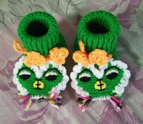 简单婴儿靴子毛线鞋,可爱款钩针宝宝鞋