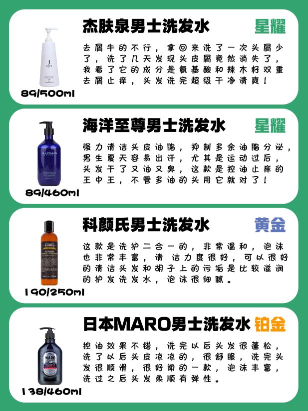 值得推荐的洗发水男士,性价比高的男士无硅油洗发水推荐