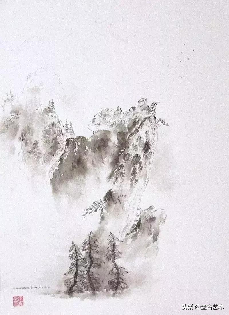 盘古文化艺术国画,盘古在宇宙中开天辟地国画