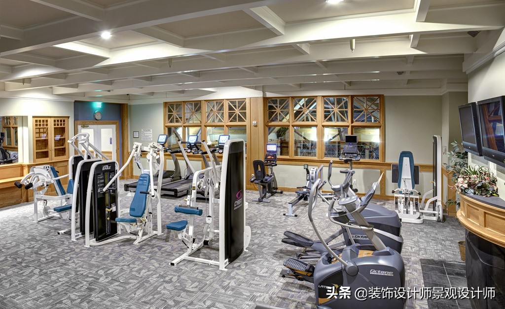 公司健身房设计效果图,书房健身房二合一设计效果图