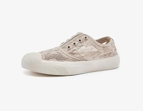 春款透气蕾丝懒人鞋,蕾丝亚麻懒人鞋