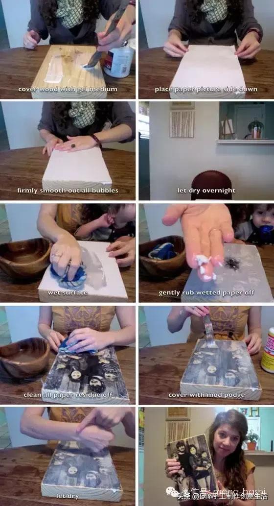 她将照片反扣在木板上之后，只做了这几步，结果大家都来效仿她