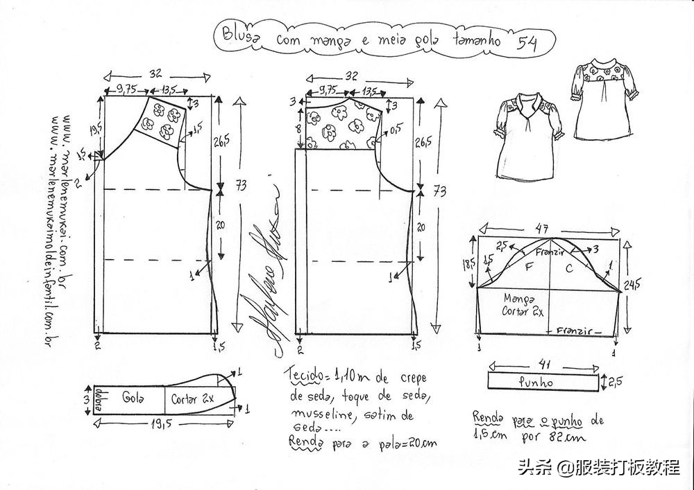女士雪纺上衣的裁剪教程,长雪纺外套披风裁剪图纸