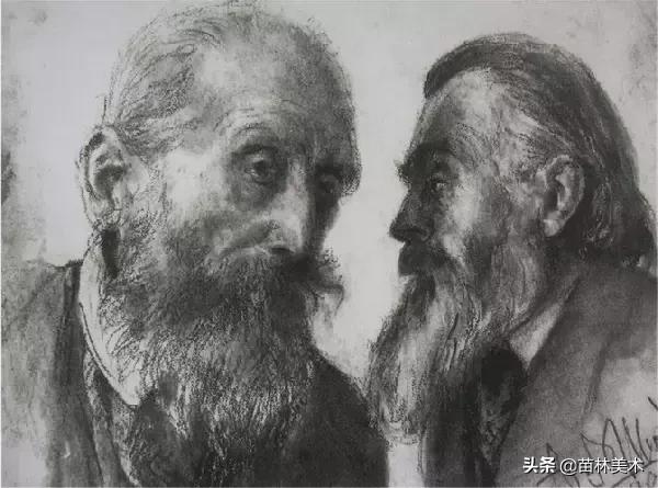 门采尔自画素描高清大图,素描大师门采尔著名作品
