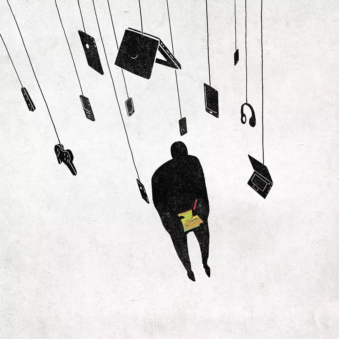 插画抑郁手绘,抑郁症患者眼中的世界插画