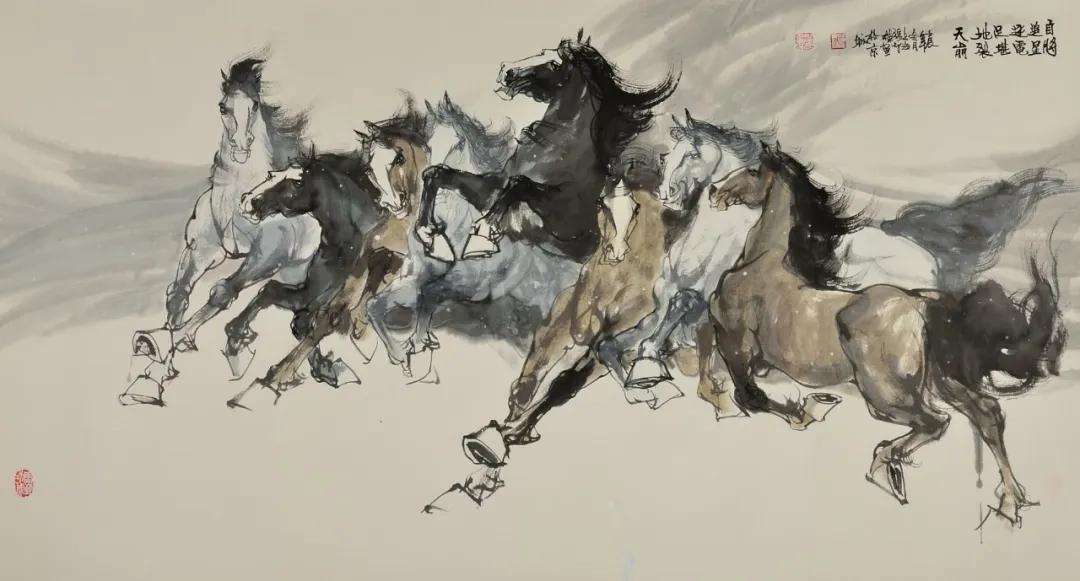 八骏雄风字画,名家精品国画八骏图