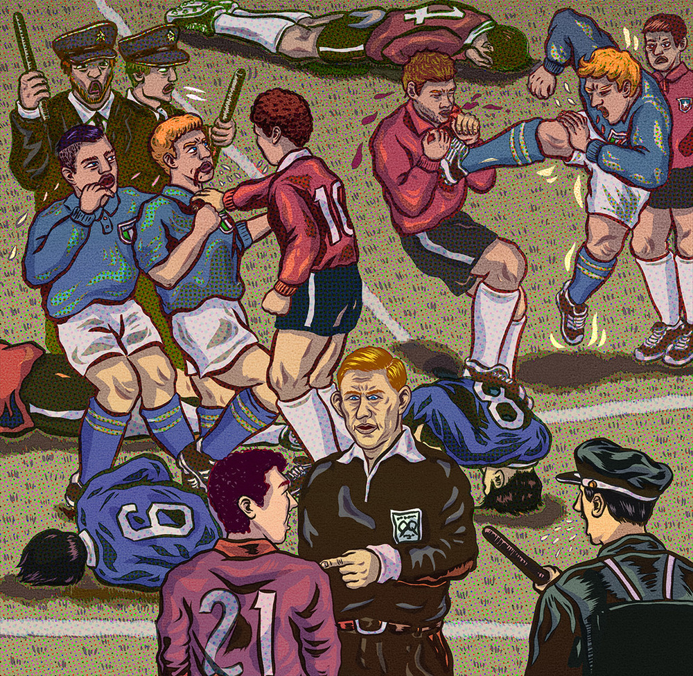 足球红牌大战,足球比赛红黄牌之父