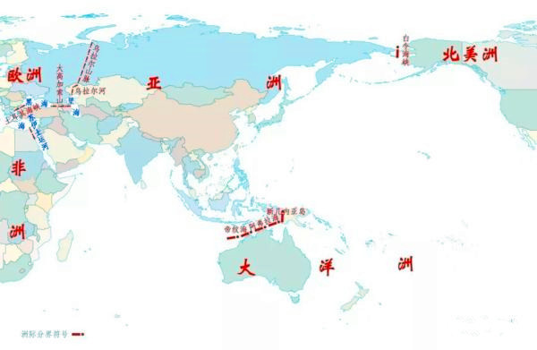 七大洲分界线地图详细版,讲解世界地图七大洲
