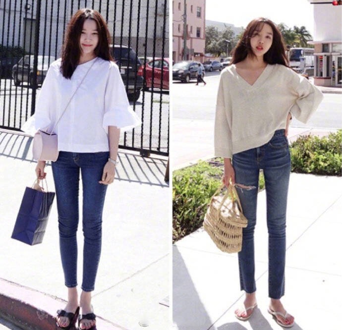 各种牛仔裤的穿搭长袖,牛仔裤穿搭夏季精致