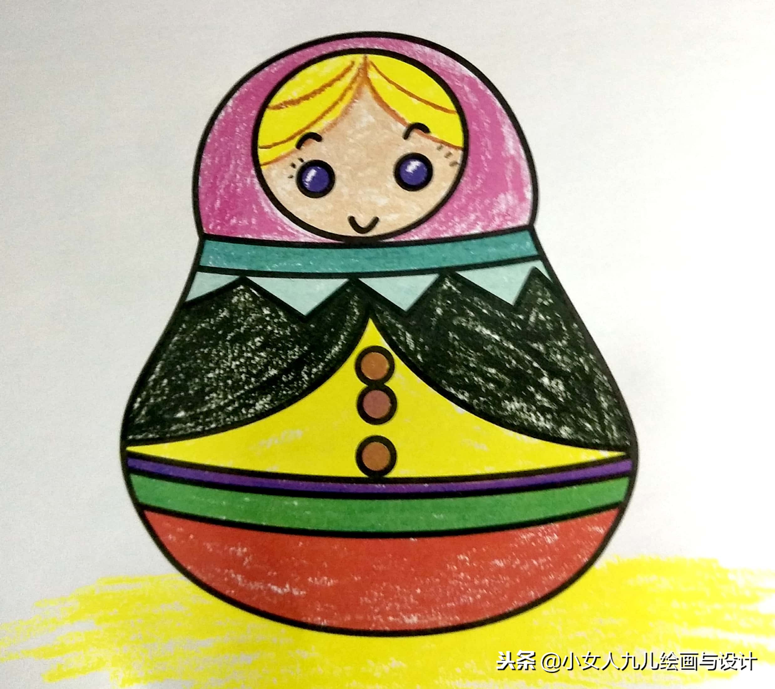 彩色铅笔简笔画人物少女,7-10岁儿童简笔画简单又漂亮