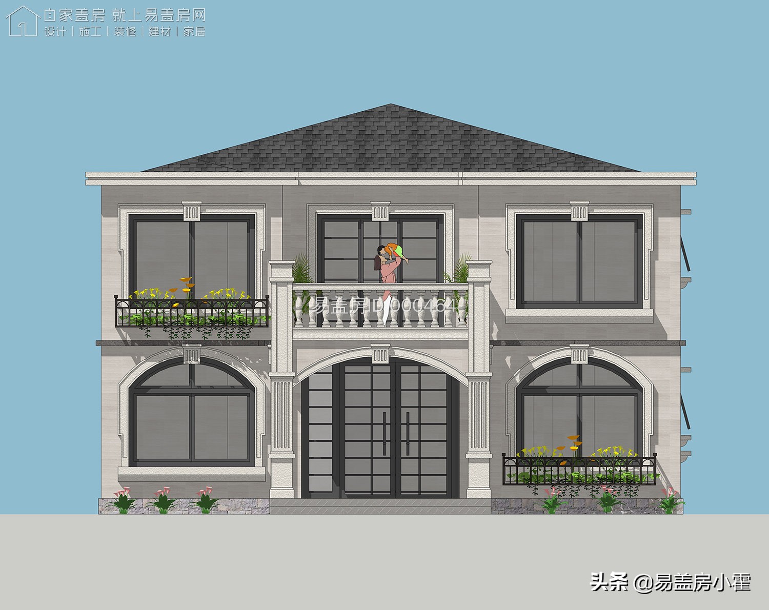 农村自建房2层欧式别墅设计,面宽10米欧式风格二层小别墅