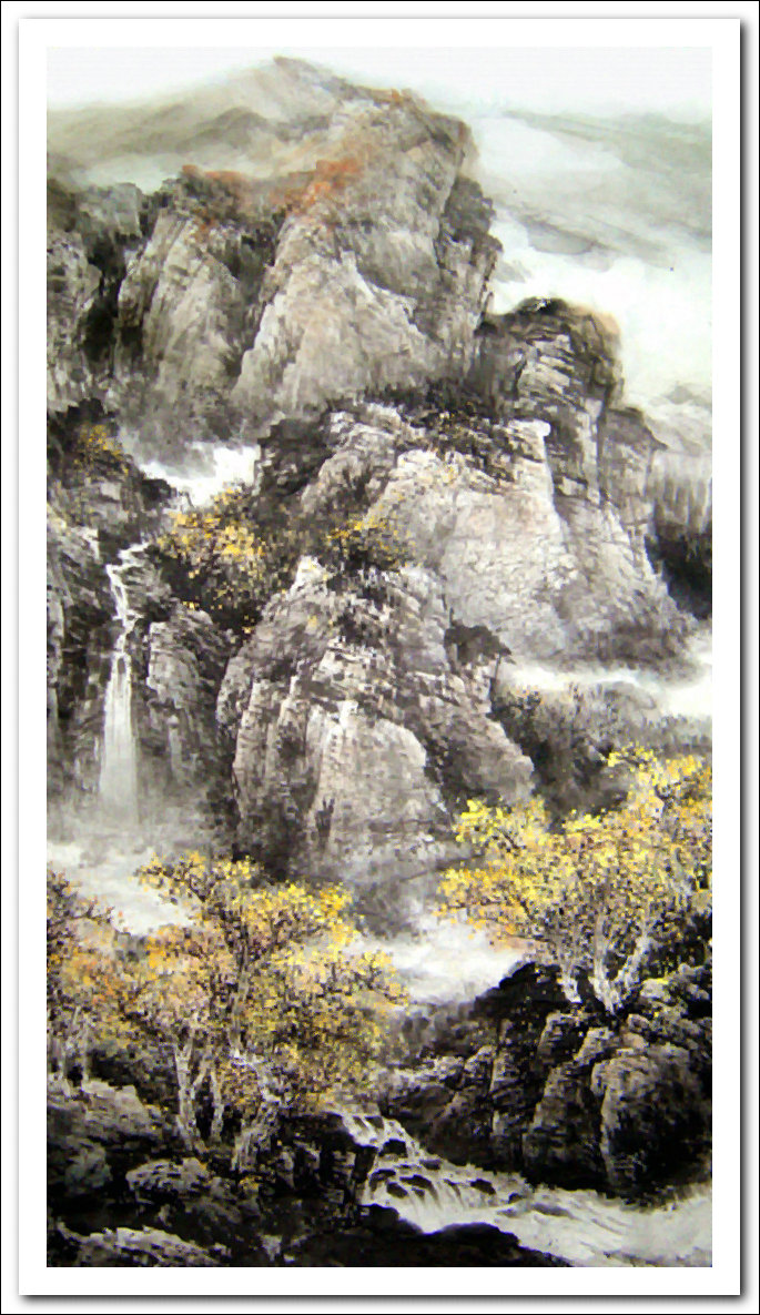 溪山山水画作品,郭金标高清山水画