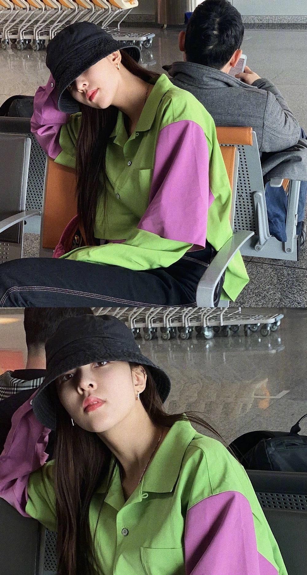 泫雅夏日必备,泫雅牛油果绿色毛衣