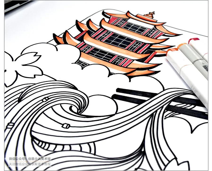 儿童画春暖花开山河无恙,山河无恙樱花盛开