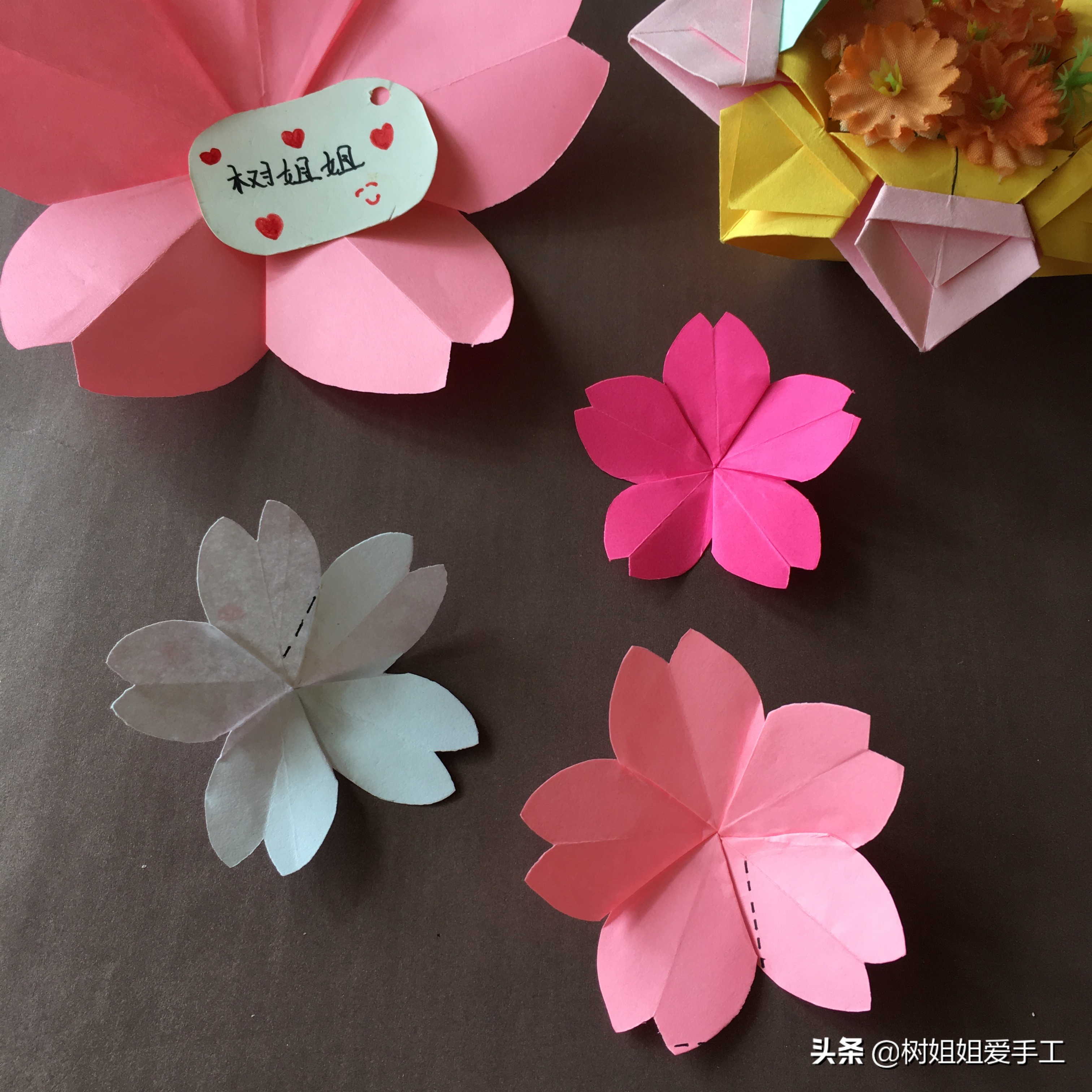 立体折纸樱花,立体樱花折纸