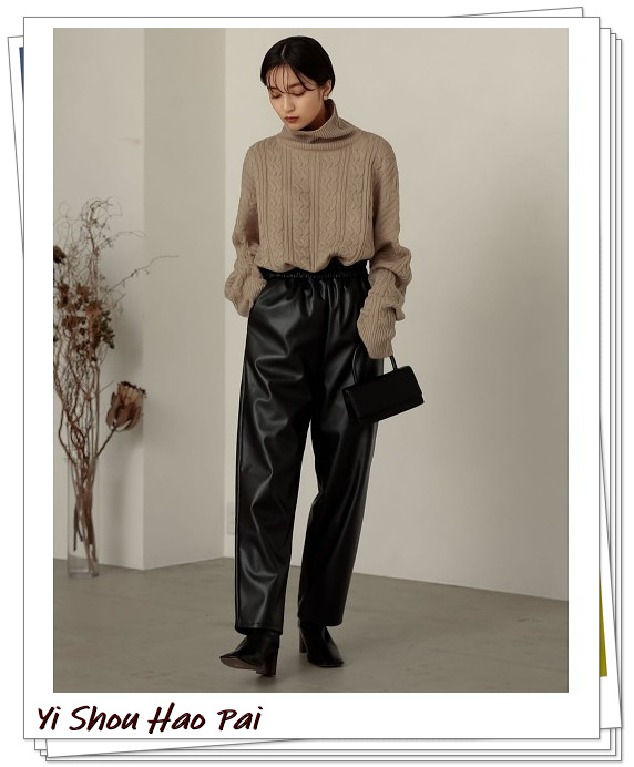 2020皮裤怎么搭配好看,冬季宽松长皮裤怎么搭配好看