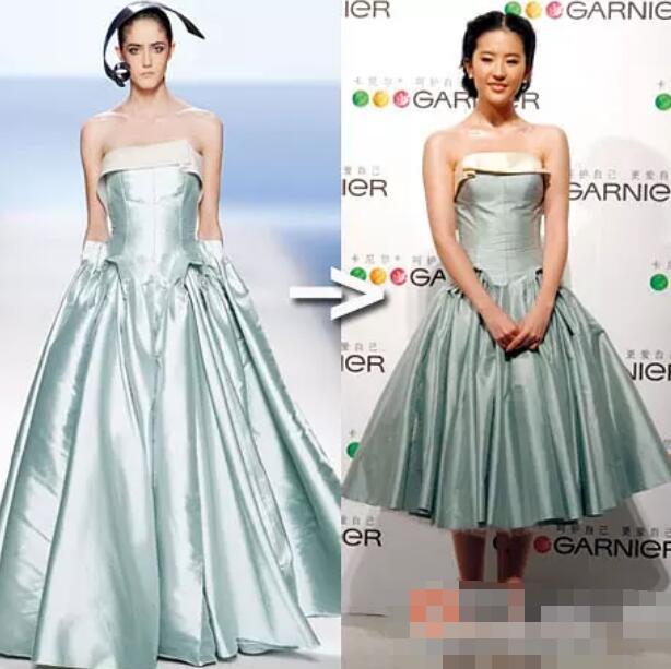 何洁精修图身着山寨裙,修图师救得了何洁