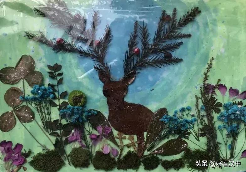 静谧之秋落叶有情汉中市北关小学树叶粘贴画展评