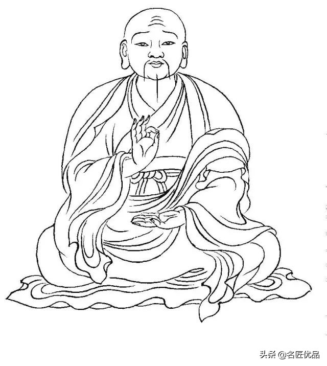 降龙罗汉白描图高清图片,降龙伏虎罗汉图白描