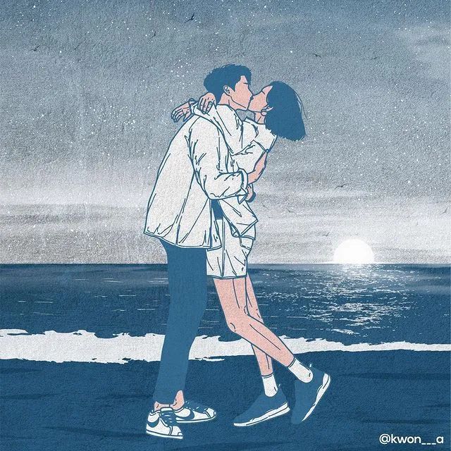 韩国插画师霸道总裁插画,韩国插画师笔下的情侣日常