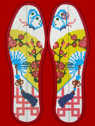 绣花鞋垫鸳鸯,鞋垫刺绣旺财