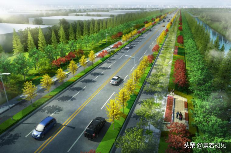 绿化带设计景观鸟瞰图,道路景观绿化设计方案怎么写