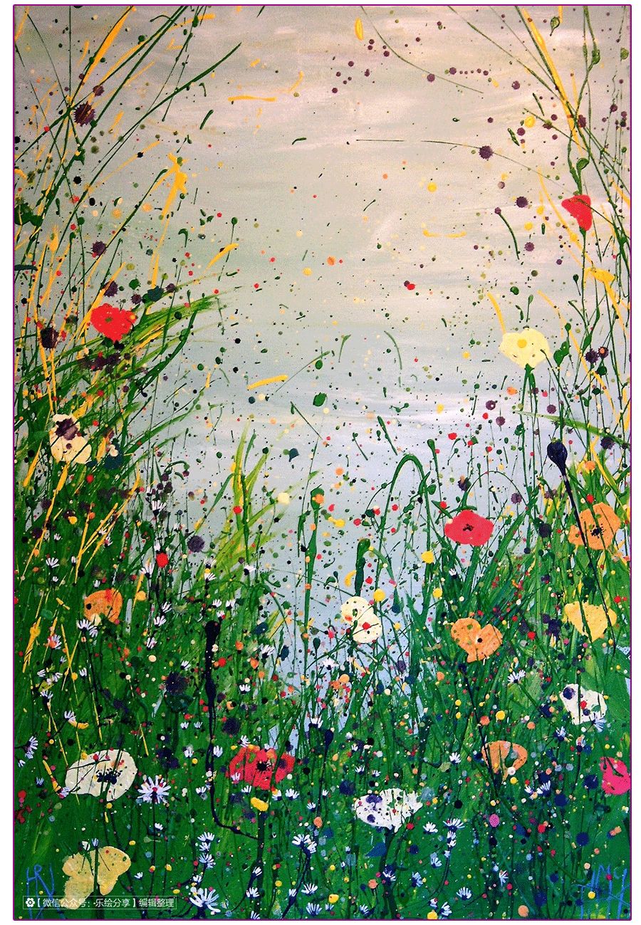 膏状水彩颜料绘画花草,藤蔓植物创意画颜料