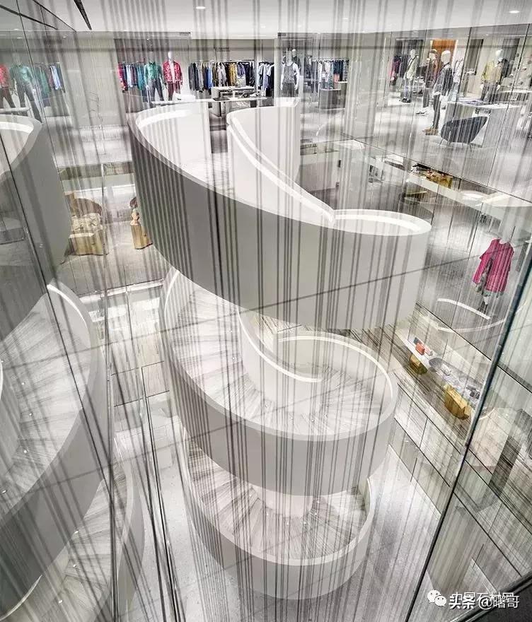 门店大理石楼梯效果图,轻奢大理石楼梯