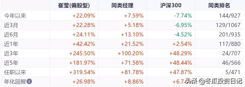 基金经理崔蕾业绩如何,公募明星基金经理表现