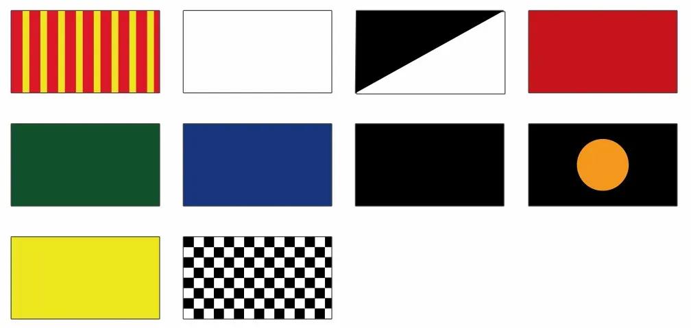 f1赛车终点旗颜色,f1比赛旗帜各代表什么