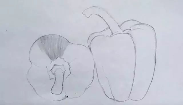 素描彩铅蔬菜画,蔬菜素描画法步骤图