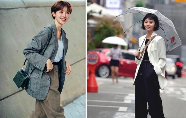 韩国女神穿搭,又飒又美的韩国女孩街拍穿搭示范