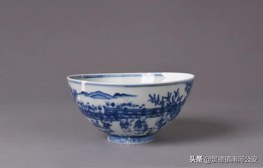 御窑厂出土永乐宣德青花瓷器,明代青花婴戏纹