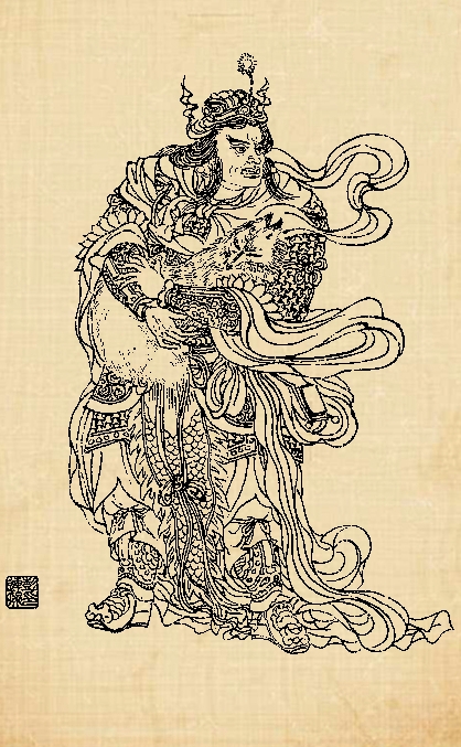 白描四大护法天王图片,百子图白描图谱