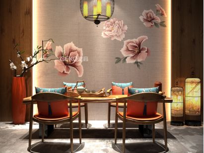 高级灰纯色壁布效果图,墙布壁纸知识