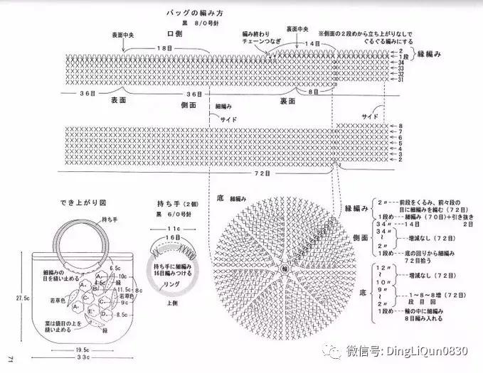 用一个塑料袋做包包,钩编包包的花样图解