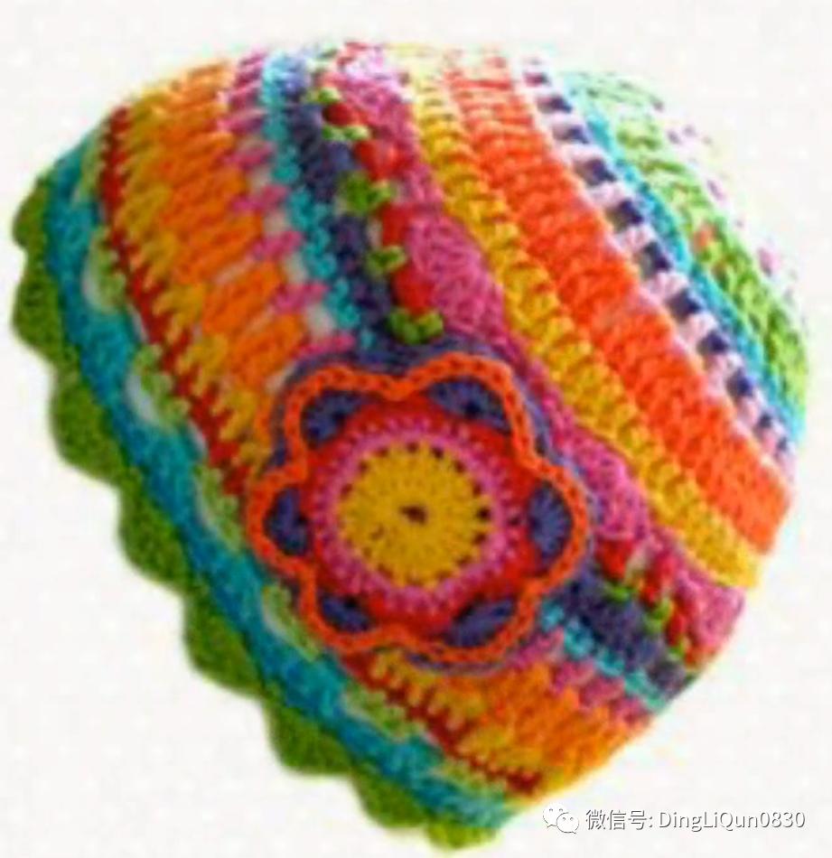 拼色帽子花样钩织教程冰丝线,双色线搭配的帽子钩织教程