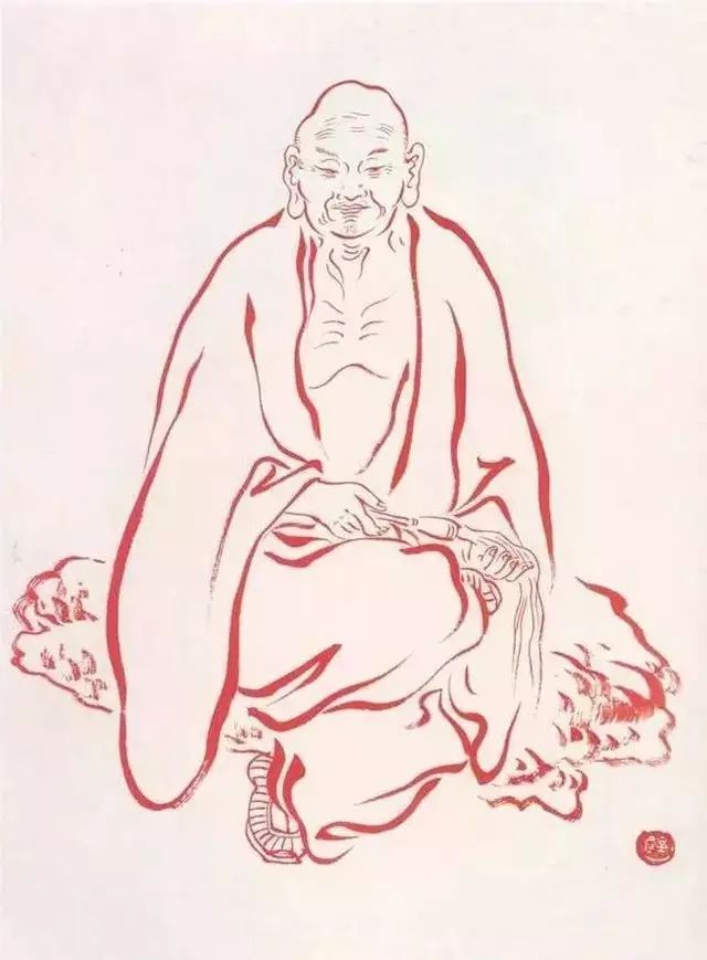 弘一法师的蓝底描金十八罗汉作品,弘一大师100万罗汉图写意