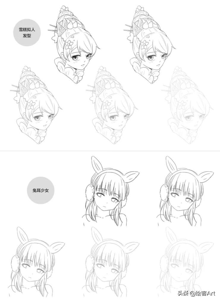 动漫人物只画一个头,大头动漫人物绘画