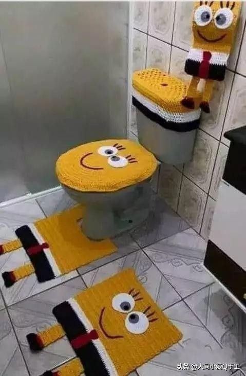 钩针马桶垫图片大全,钩针编织卫生间地垫