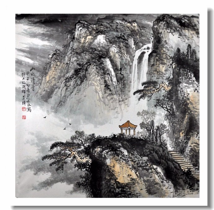 尹延水山水画作品,苏州市水墨山水画