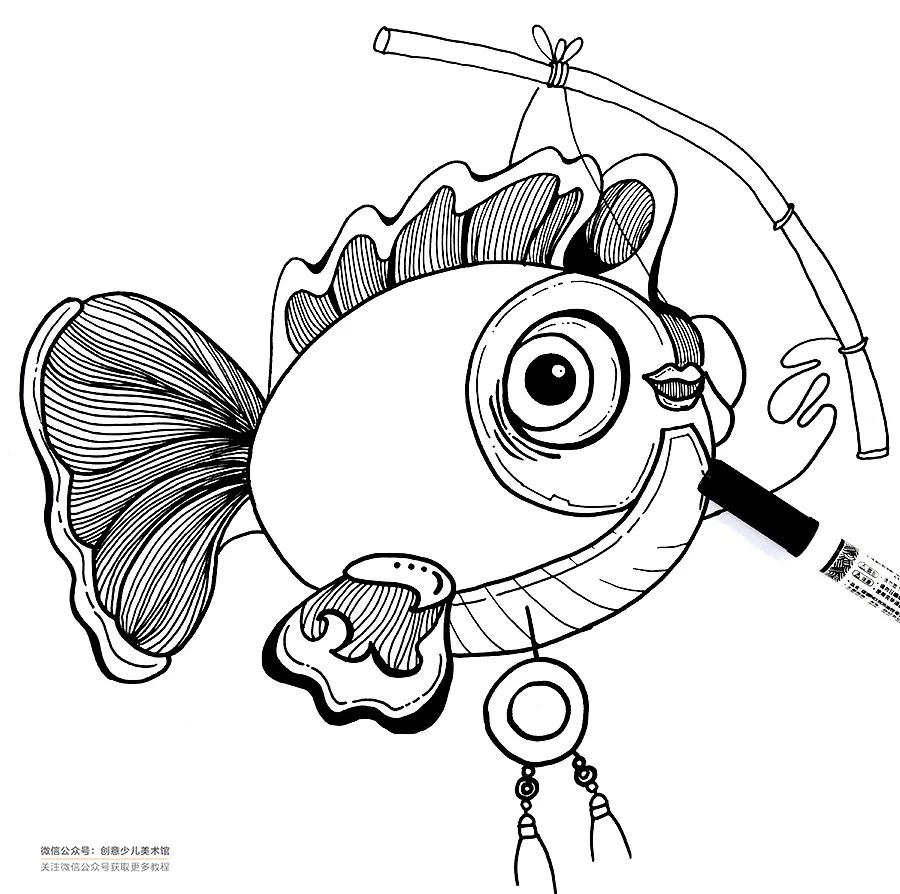 儿童画灯怎么做,鱼灯一年级创意儿童画