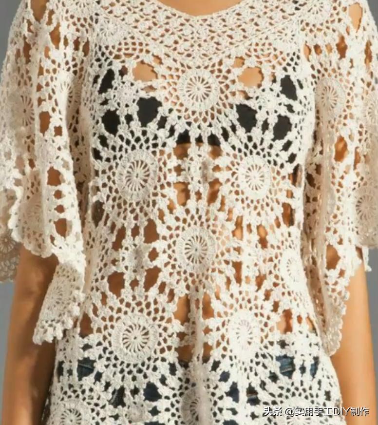 钩针蕾丝背心,针织背心手织花形图案