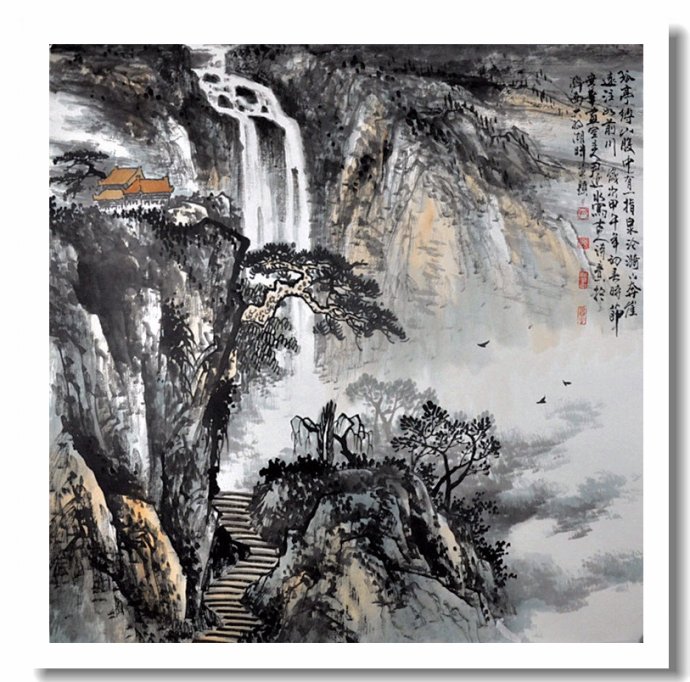 尹延水山水画作品,苏州市水墨山水画