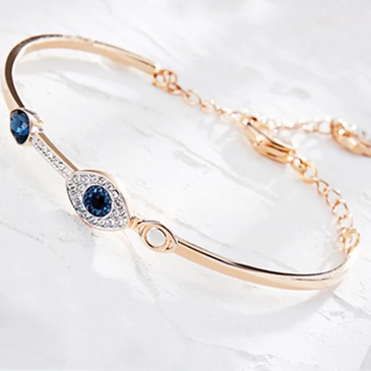 施华洛世奇恶魔之眼手链新款,宝石蓝施华洛世奇手链diy