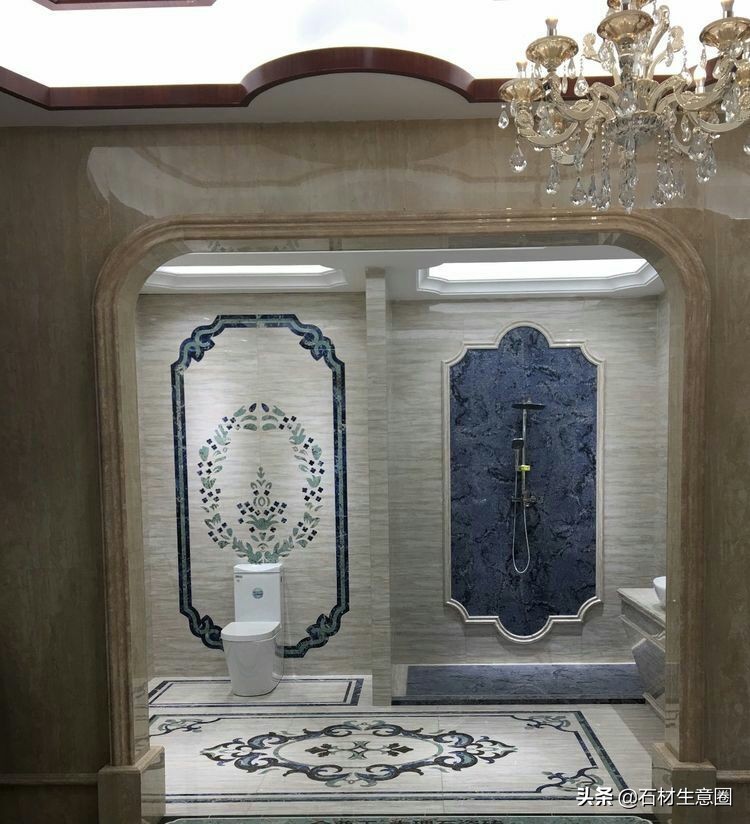 大理石地面水刀拼花效果图,100多平方水刀拼花图片