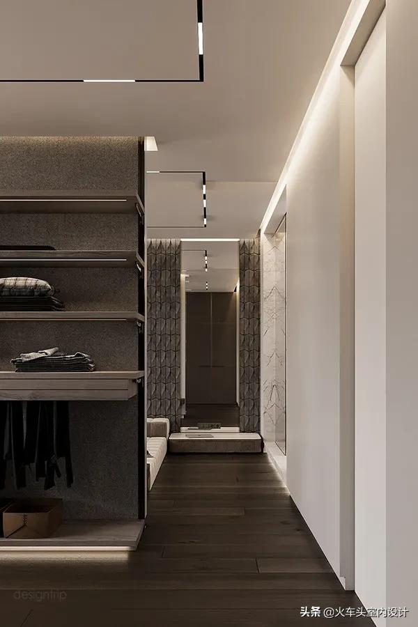 走入式衣帽间设计效果图轻奢风,轻奢简约大气衣帽间