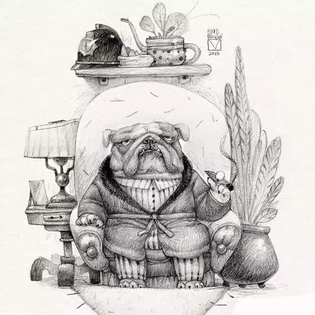 画动漫人物黑白插画素描,看似荒诞而有创意的素描插画